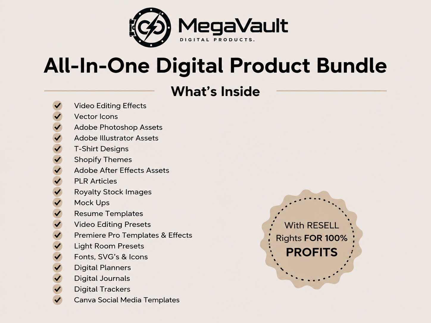 MegaVault™ – 100M Digital Products Bundle | Canva, AI, PLR, Design & More | Instant Download
