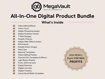 MegaVault™ – 100M Digital Products Bundle | Canva, AI, PLR, Design & More | Instant Download