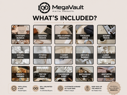 MegaVault™ – 100M Digital Products Bundle | Canva, AI, PLR, Design & More | Instant Download